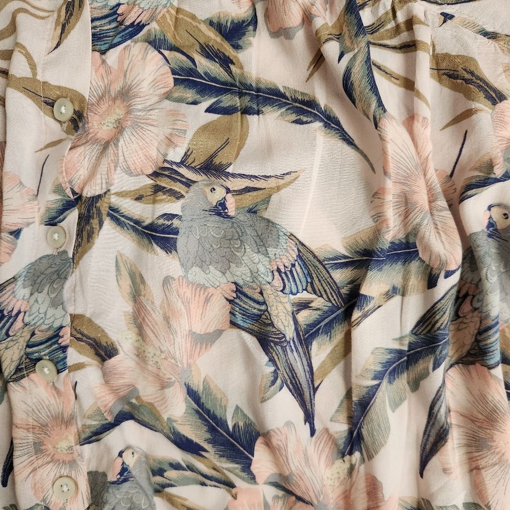 American Eagle Women's Floral Crop Tops Size M Button Down Oversized Fit Blouse - Picture 9 of 12